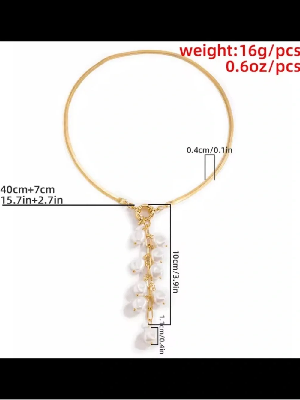 Golden Drift Pearl Lariat Necklace